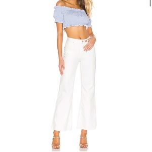 Free People High Rise Straight Flare White Jeans